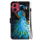 For Motorola Moto G84 Crystal Texture Colored Drawing Leather Phone Case(Peacock) - 3