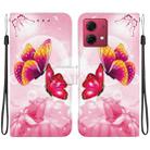 For Motorola Moto G84 Crystal Texture Colored Drawing Leather Phone Case(Pink Butterflies) - 1