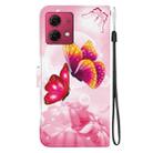 For Motorola Moto G84 Crystal Texture Colored Drawing Leather Phone Case(Pink Butterflies) - 3
