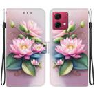 For Motorola Moto G84 Crystal Texture Colored Drawing Leather Phone Case(Lotus) - 1