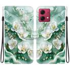 For Motorola Moto G84 Crystal Texture Colored Drawing Leather Phone Case(Jade Flowers) - 1