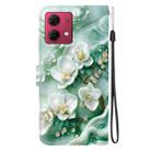 For Motorola Moto G84 Crystal Texture Colored Drawing Leather Phone Case(Jade Flowers) - 3