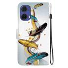 For Motorola Moto G85 Crystal Texture Colored Drawing Leather Phone Case(Gold Butterfly Feathers) - 3