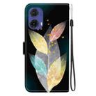 For Motorola Moto G85 Crystal Texture Colored Drawing Leather Phone Case(Colored Leaves) - 3