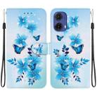 For Motorola Moto G85 Crystal Texture Colored Drawing Leather Phone Case(Blue Butterflies) - 1