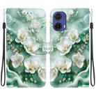 For Motorola Moto G85 Crystal Texture Colored Drawing Leather Phone Case(Jade Flowers) - 1