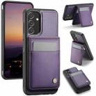 For Samsung Galaxy A13 5G JEEHOOD J06 British Style RFID MagSafe Card Bag PU Phone Case(Purple) - 1