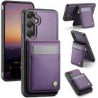 For Samsung Galaxy A15 JEEHOOD J06 British Style RFID MagSafe Card Bag PU Phone Case(Purple) - 1