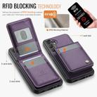 For Samsung Galaxy A15 JEEHOOD J06 British Style RFID MagSafe Card Bag PU Phone Case(Purple) - 3