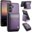 For Samsung Galaxy A35 JEEHOOD J06 British Style RFID MagSafe Card Bag PU Phone Case(Purple) - 1