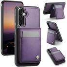 For Samsung Galaxy A36 JEEHOOD J06 British Style RFID MagSafe Card Bag PU Phone Case(Purple) - 1