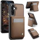 For Samsung Galaxy A56 5G JEEHOOD J06 British Style RFID MagSafe Card Bag PU Phone Case(Brown) - 1