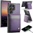 For Samsung Galaxy S24 Ultra 5G JEEHOOD J06 British Style RFID MagSafe Card Bag PU Phone Case(Purple) - 1