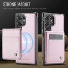 For Samsung Galaxy S24 Ultra 5G JEEHOOD J06 British Style RFID MagSafe Card Bag PU Phone Case(Pink) - 2