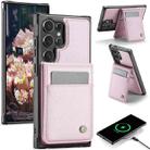 For Samsung Galaxy S25 Ultra 5G JEEHOOD J06 British Style RFID MagSafe Card Bag PU Phone Case(Pink) - 1