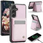 For Samsung Galaxy S24+ 5G JEEHOOD J06 British Style RFID MagSafe Card Bag PU Phone Case(Pink) - 1
