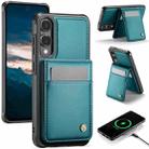 For Samsung Galaxy S25 Edge 5G JEEHOOD J06 British Style RFID MagSafe Card Bag PU Phone Case(Green) - 1