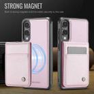 For Samsung Galaxy S25 Edge 5G JEEHOOD J06 British Style RFID MagSafe Card Bag PU Phone Case(Pink) - 2