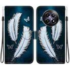 For Realme 12 5G Crystal Texture Colored Drawing Leather Phone Case(White Butterfly Feathers) - 1