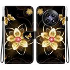 For Realme 12 5G Crystal Texture Colored Drawing Leather Phone Case(Gold Flower) - 1