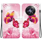 For Realme 12 5G Crystal Texture Colored Drawing Leather Phone Case(Pink Butterflies) - 1