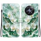 For Realme 12 5G Crystal Texture Colored Drawing Leather Phone Case(Jade Flowers) - 1