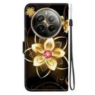 For Realme 12 Pro+ Global Crystal Texture Colored Drawing Leather Phone Case(Gold Flower) - 3