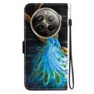 For Realme 12 Pro+ Global Crystal Texture Colored Drawing Leather Phone Case(Peacock) - 3