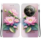 For Realme 12 Pro+ Global Crystal Texture Colored Drawing Leather Phone Case(Lotus) - 1