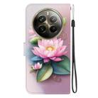 For Realme 12 Pro+ Global Crystal Texture Colored Drawing Leather Phone Case(Lotus) - 3