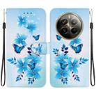 For Realme 12 Pro+ Global Crystal Texture Colored Drawing Leather Phone Case(Blue Butterflies) - 1