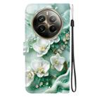 For Realme 12 Pro+ Global Crystal Texture Colored Drawing Leather Phone Case(Jade Flowers) - 3