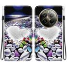 For Realme 12 Pro+ Global Crystal Texture Colored Drawing Leather Phone Case(Heart Shaped) - 1