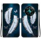 For Realme 12+ Crystal Texture Colored Drawing Leather Phone Case(White Butterfly Feathers) - 1