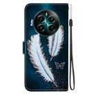 For Realme 12+ Crystal Texture Colored Drawing Leather Phone Case(White Butterfly Feathers) - 3