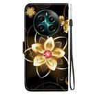 For Realme 12+ Crystal Texture Colored Drawing Leather Phone Case(Gold Flower) - 3