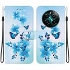 For Realme 12+ Crystal Texture Colored Drawing Leather Phone Case(Blue Butterflies) - 1