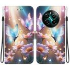 For Realme 12+ Crystal Texture Colored Drawing Leather Phone Case(Butterfly Love Flower) - 1