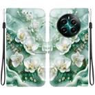 For Realme 12+ Crystal Texture Colored Drawing Leather Phone Case(Jade Flowers) - 1