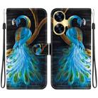 For Realme C55 / Narzo N55 Crystal Texture Colored Drawing Leather Phone Case(Peacock) - 1