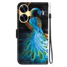 For Realme C55 / Narzo N55 Crystal Texture Colored Drawing Leather Phone Case(Peacock) - 3