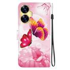 For Realme C55 / Narzo N55 Crystal Texture Colored Drawing Leather Phone Case(Pink Butterflies) - 3