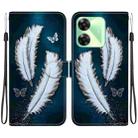 For Realme C61 / C63 / Note 60 Crystal Texture Colored Drawing Leather Phone Case(White Butterfly Feathers) - 1