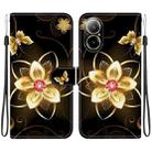 For Realme C67 4G Global Crystal Texture Colored Drawing Leather Phone Case(Gold Flower) - 1