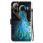 For Realme C67 4G Global Crystal Texture Colored Drawing Leather Phone Case(Peacock) - 3