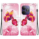 For Realme GT Neo6 SE / GT 6T Crystal Texture Colored Drawing Leather Phone Case(Pink Butterflies) - 1