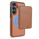 For Samsung Galaxy A16 4G / 5G Skin Feel Detachable Card Bag Magsafe Phone Case(Brown) - 1