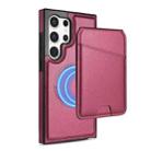 For Samsung Galaxy S25 Ultra 5G Skin Feel Detachable Card Bag Magsafe Phone Case(Wine Red) - 1
