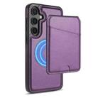 For Samsung Galaxy S24 5G Skin Feel Detachable Card Bag Magsafe Phone Case(Purple) - 1