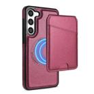 For Samsung Galaxy S23 5G Skin Feel Detachable Card Bag Magsafe Phone Case(Wine Red) - 1